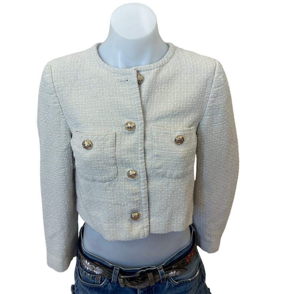 CeCe Butter Yellow Tweed Blazer SIZE 0 Lady Jacket Boucle Career Designer $149 - Picture 8 of 11